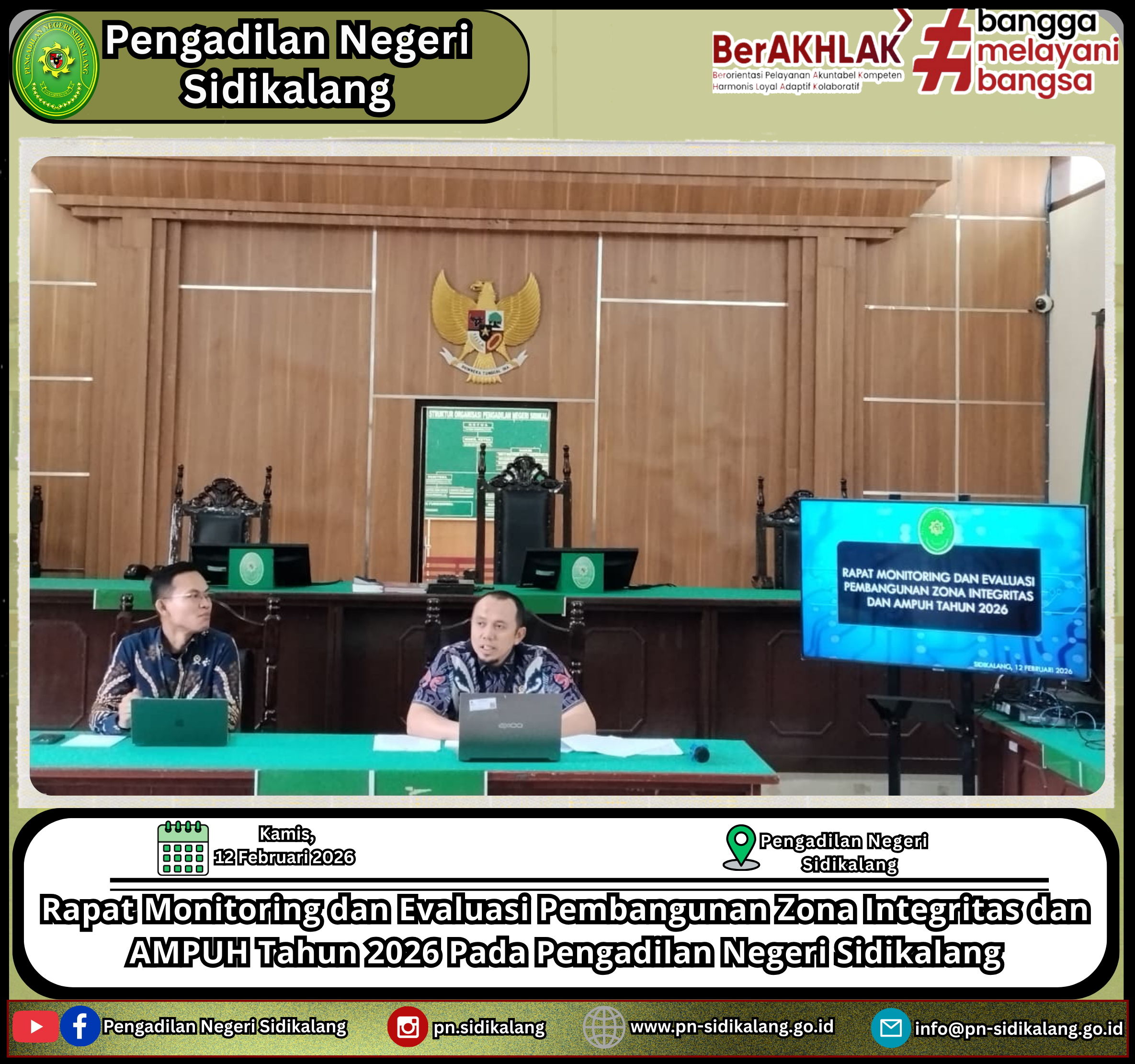 Rapat Monitoring dan Evaluasi Pembangunan Zona Integritas dan AMPUH (Sertifikasi Mutu Pengadilan Unggul dan Tangguh) Tahun 2026